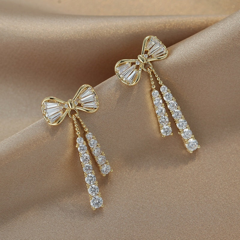 Evarisluxe Crystal Drop Tassel Earrings
