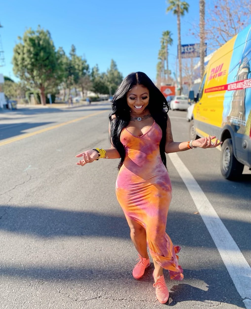 Evarisluxe Tie Dye Print Tank Top Dress