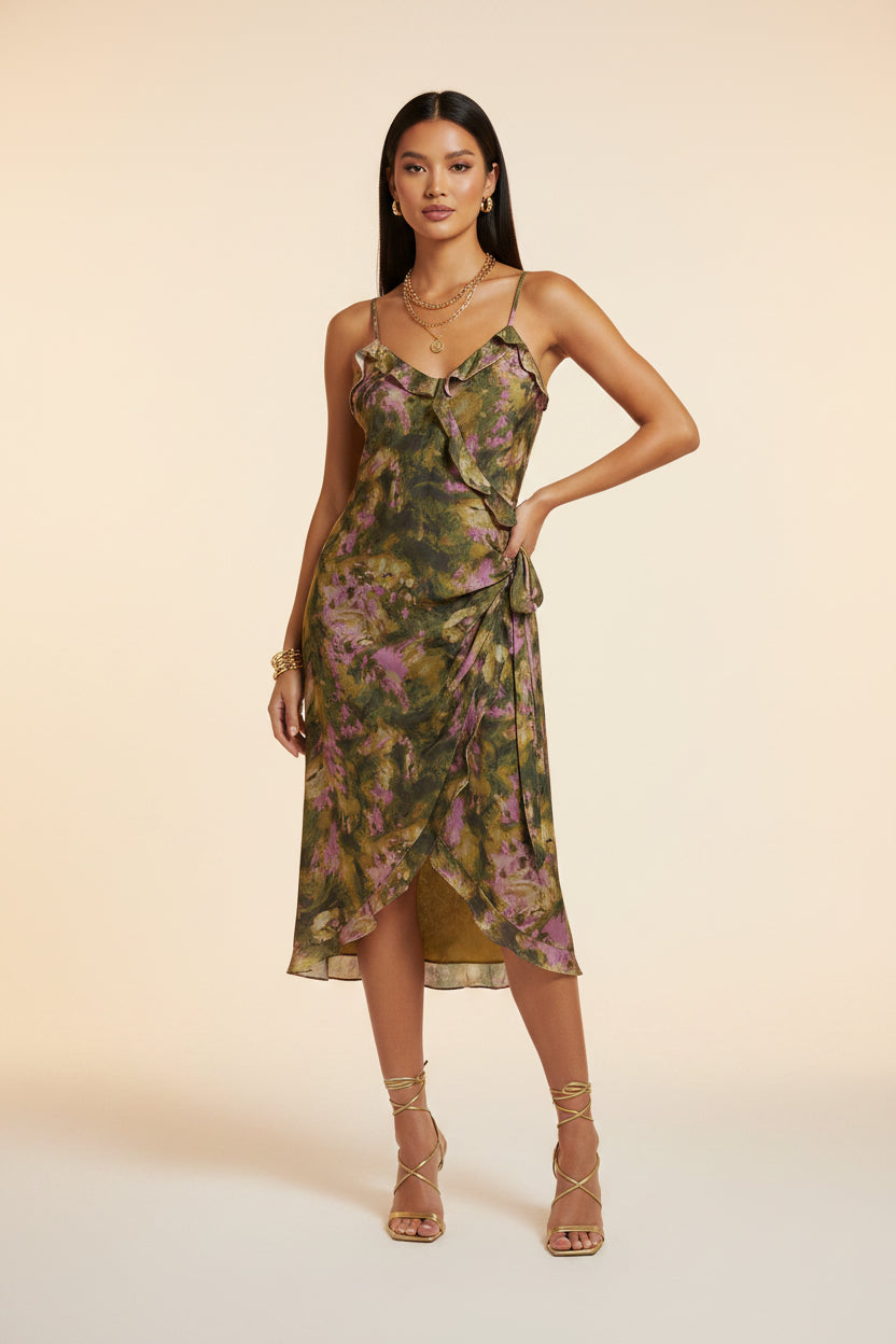Floral patterned dress on a white background