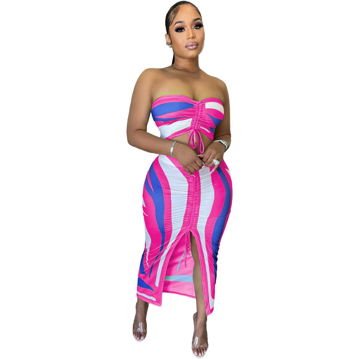 Personalized Printed Bra Strap Two-Piece Skirt Set