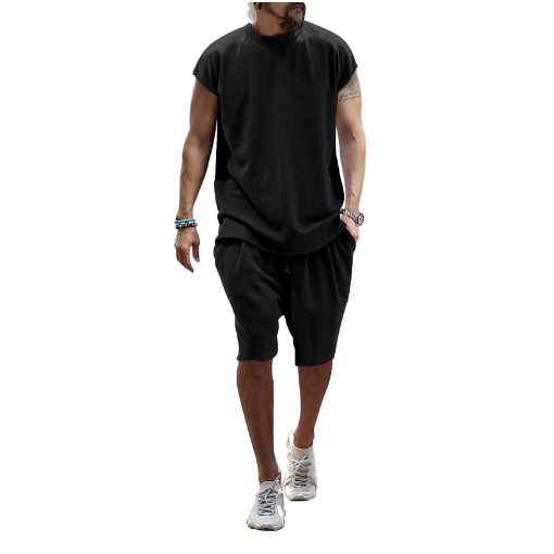 Trendy Terry Summer Half-Sleeve Casual Sports Suit