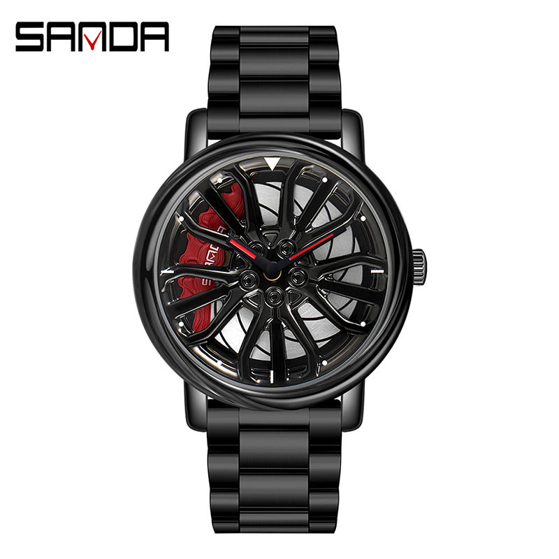 Stylish Hollow Quartz Watch for Men with Steel Band