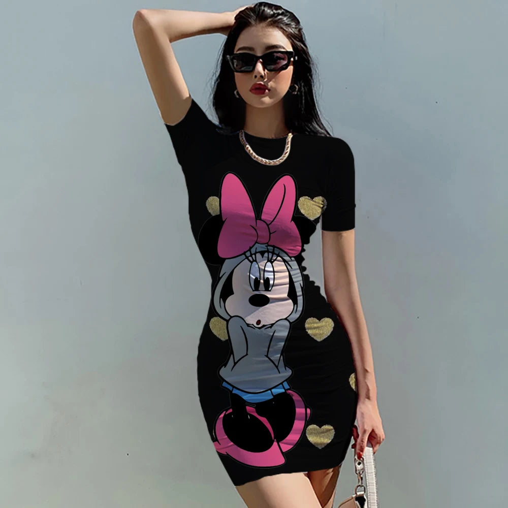 2023 Disney Mickey Mouse Print Summer Dress for Women