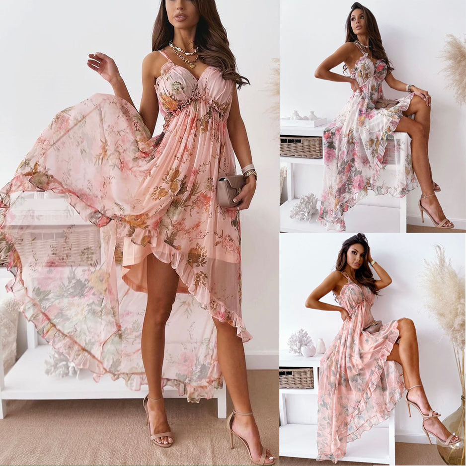 The Soleil Bohemian Chiffon Suspender Dress | Evarisluxe