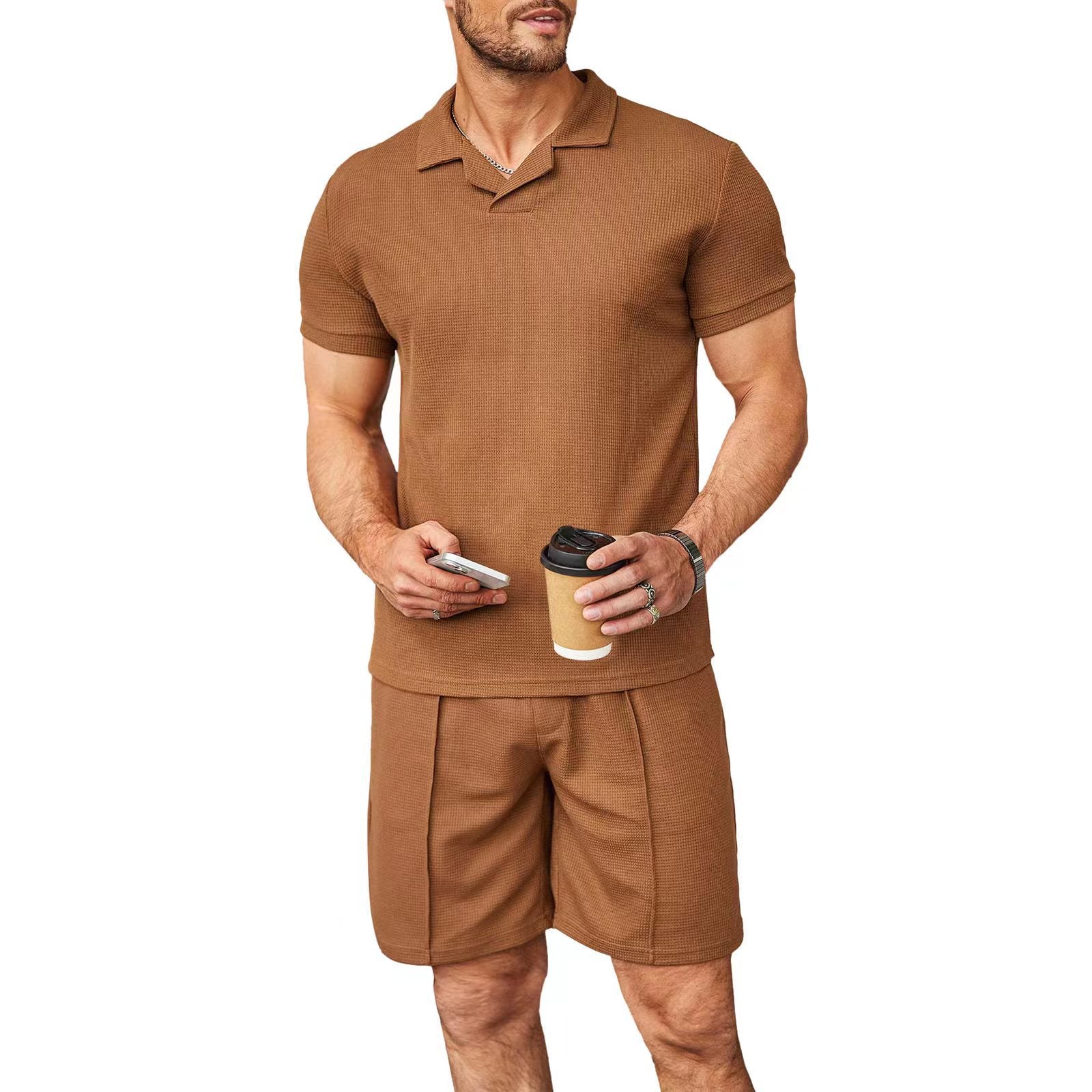 2023 Summer New Men's Casual Polo Shirt Set