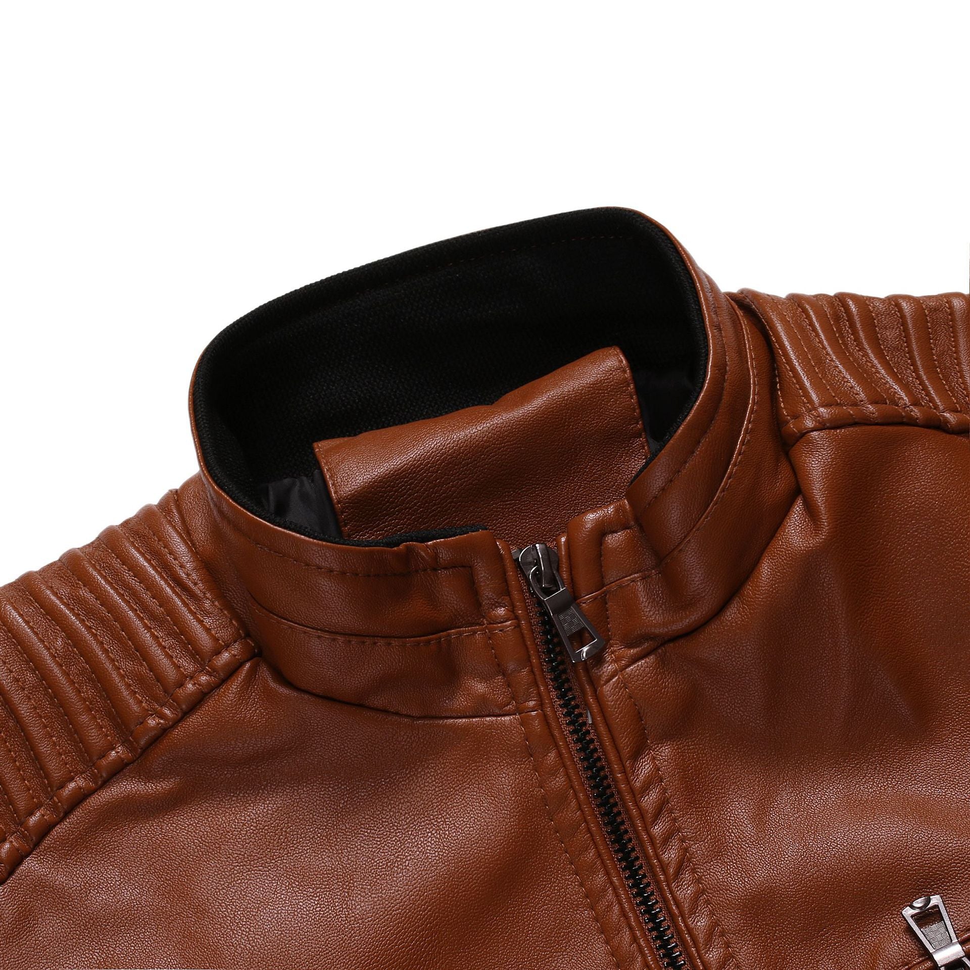 Casual Stand Collar Motorcycle Leather Jacket
