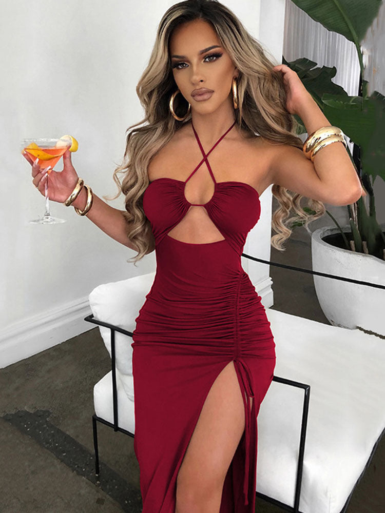 Spring New High-Slit Halter Dress for Women