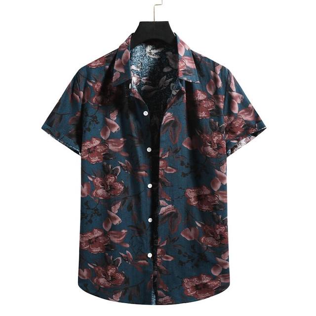 Men's Printed Cotton Hawaiian Shirt - Summer Streetwear