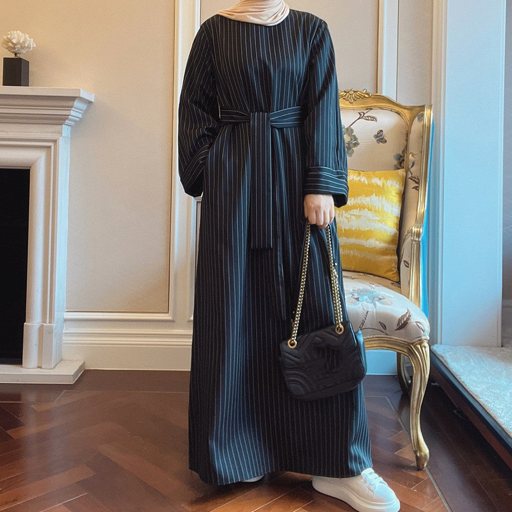 Evarisluxe Middle East Stripe Tunneled Dress