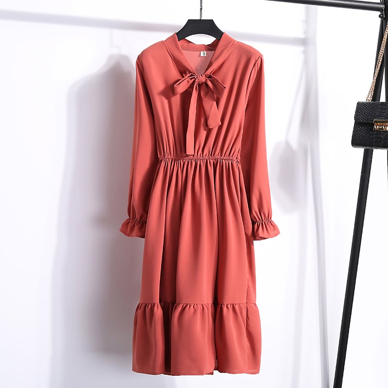 Spring Floral Chiffon Dress for Women (Korean Style)