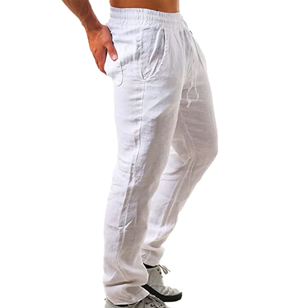 Men's Breathable Cotton Linen Casual Sports Pants