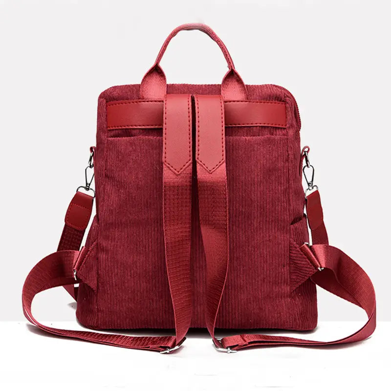 2-Piece Corduroy Backpack Set with Shoulder Bag & Clutch