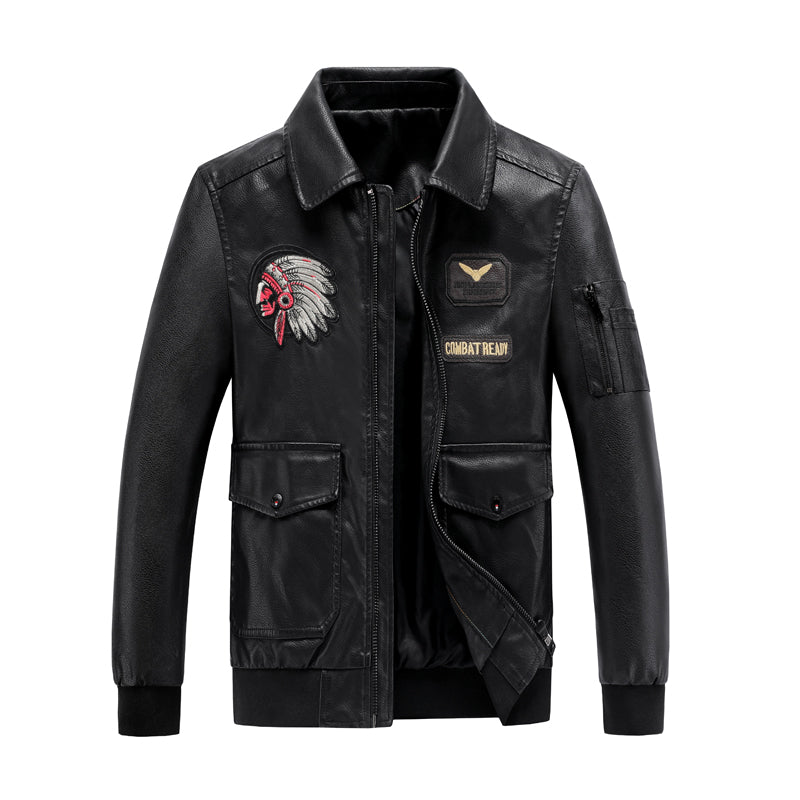Plus Size Winter Leather Jacket for Men, Slim Fit