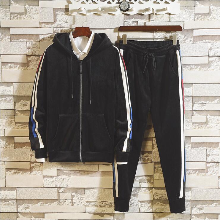 Men's Velvet Two-Piece Sports Suit Set