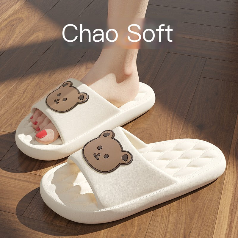 Cartoon Summer Slide Slippers for Women with Thick Sole