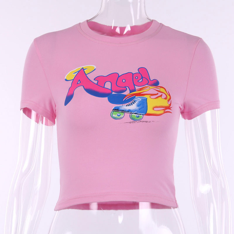 Summer Short Sleeve Crop Top T-Shirt for Women