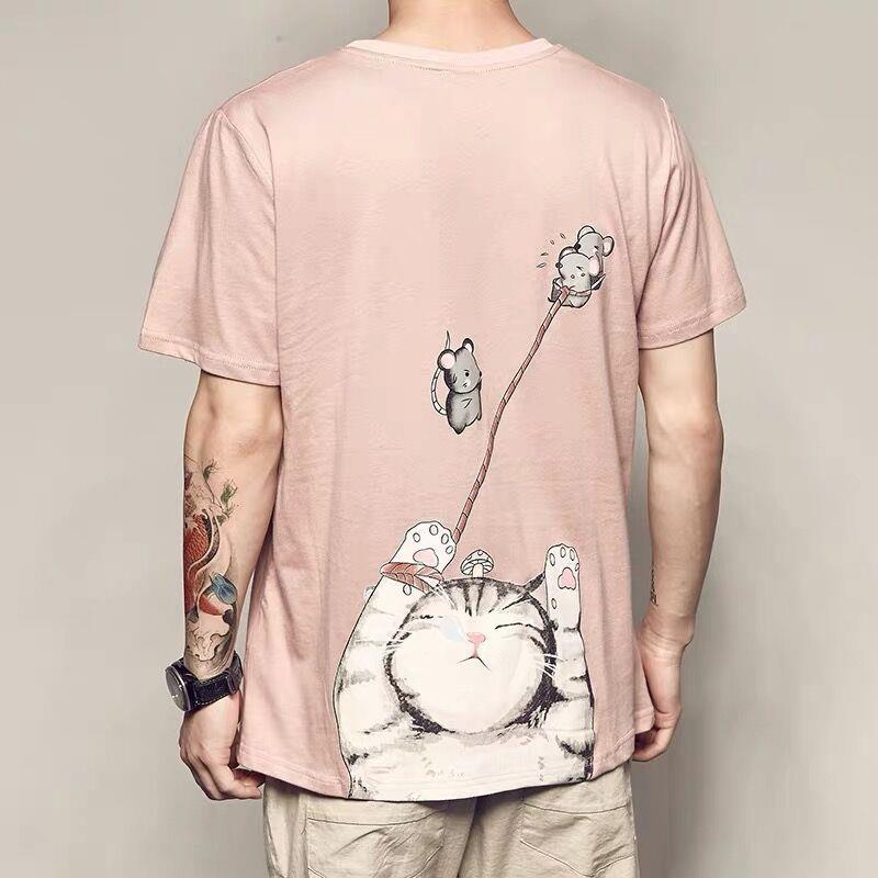 Anime Print Short Sleeve T-Shirt for Men (Casual Style)
