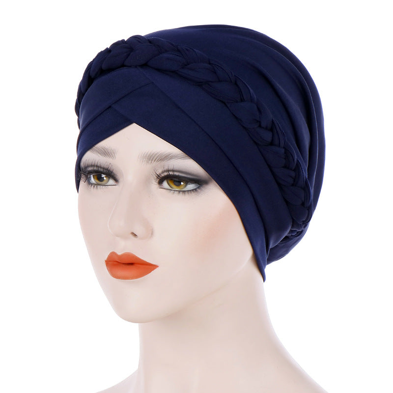 Muslim Single Braid Milk Silk Headwrap Hat 8003