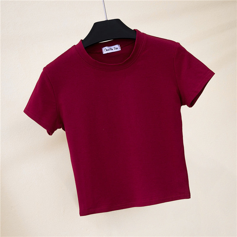 Summer Crop Top Women - Fitted High Waist Sports Tee