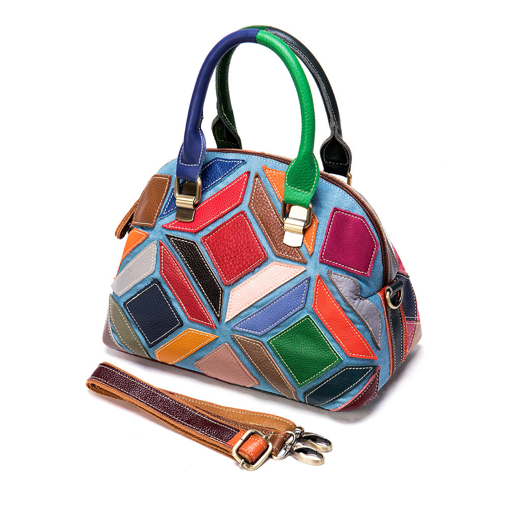 EvarisLuxe Vintage Colorblock Leather Tote