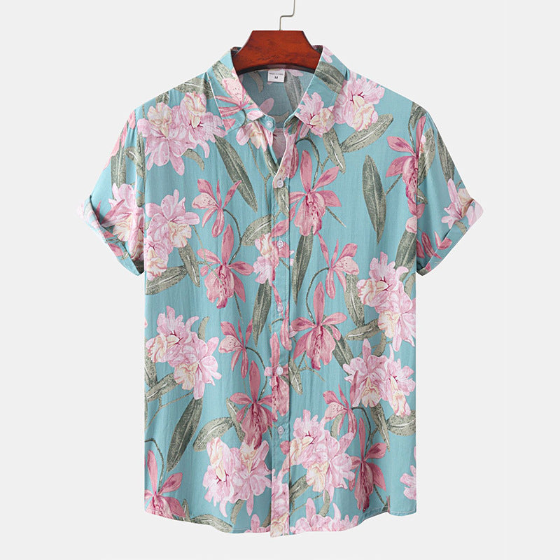 Hawaiian Men's Summer Shirt with 3D Sunflower Print