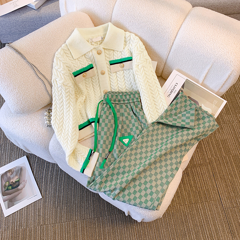 Knitted Two-Piece Set with Wide-Leg Pants