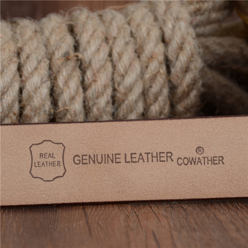COWATHER Luxury Leather Belt for Men 100-130cm
