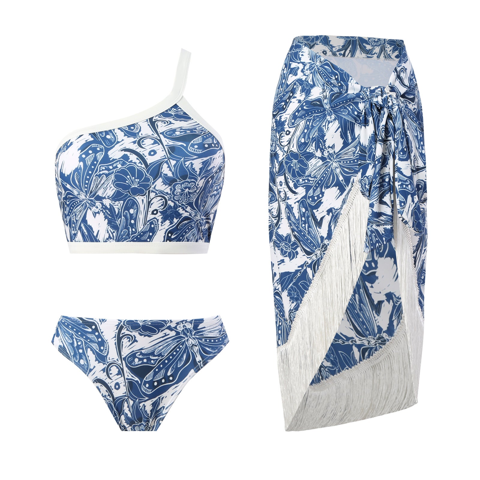 2023 Retro Three-Piece Swimsuit with Beach Skirt
