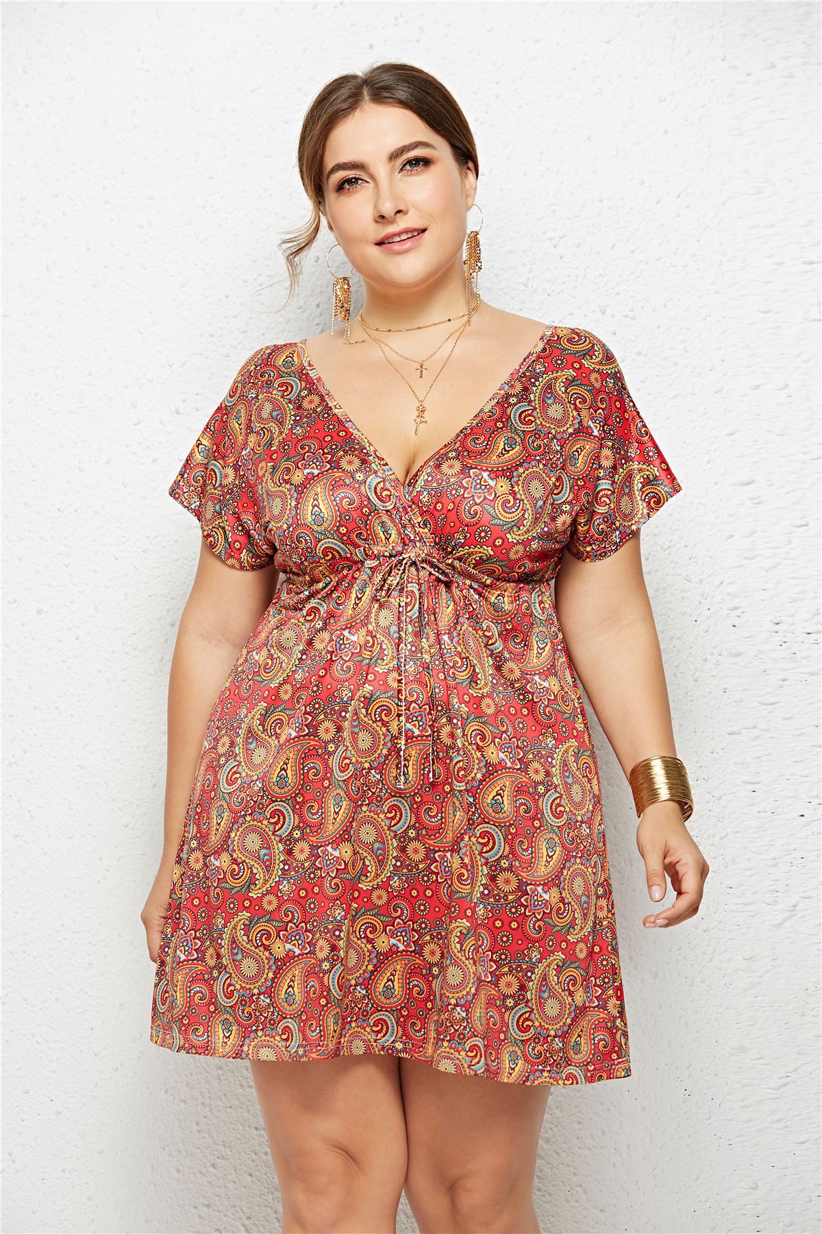 The Décolleté Imprimé V-Neck Print Dress | Evarisluxe