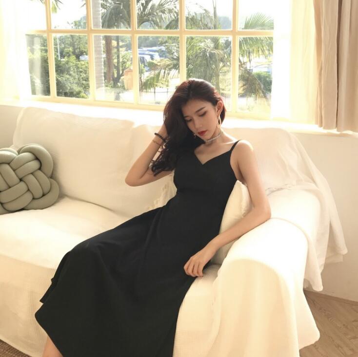 Slimming Sling Dress - Elegant Long Strap Dress