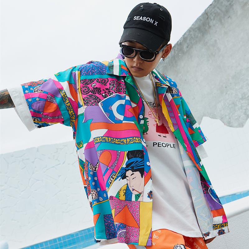 Men's Retro Hawaiian Print Short Sleeve Shirt