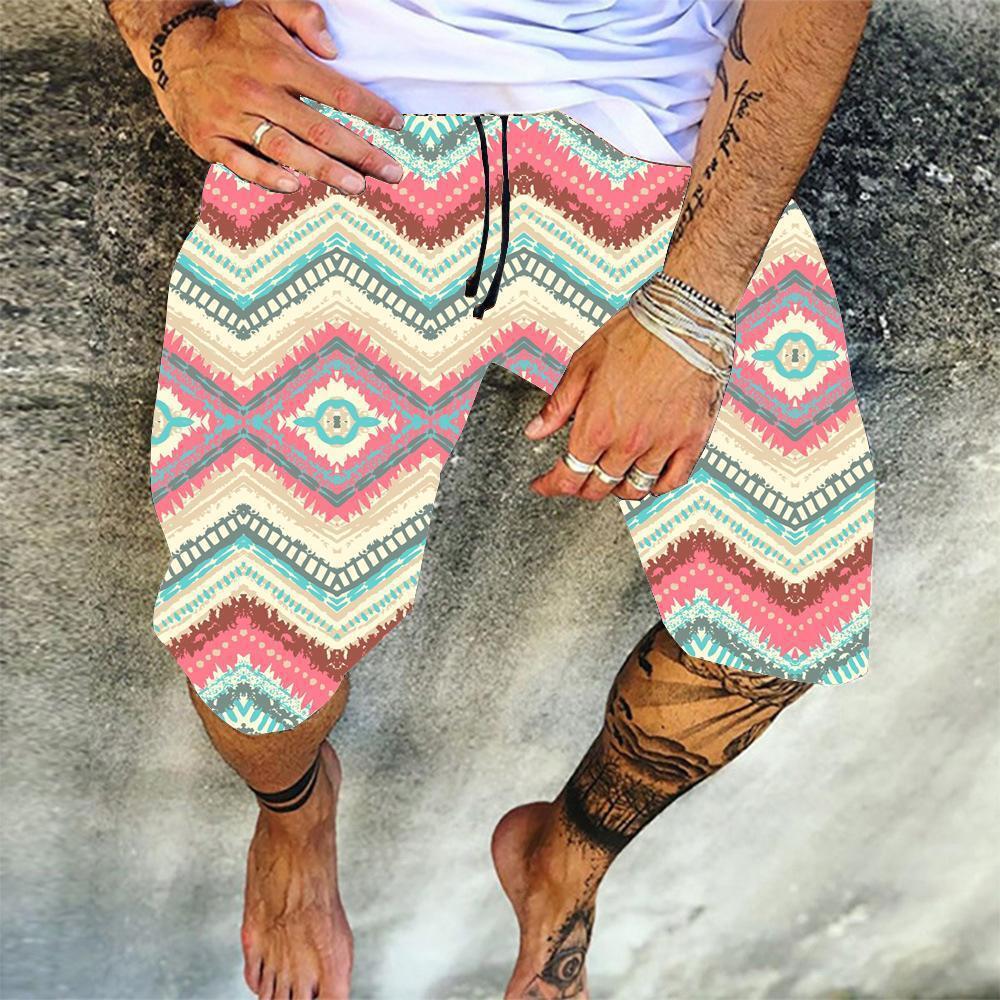 Casual Printed Cotton and Linen Summer Shorts
