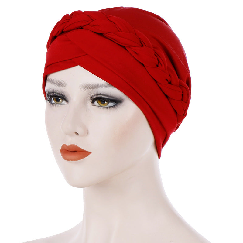 Muslim Single Braid Milk Silk Headwrap Hat 8003