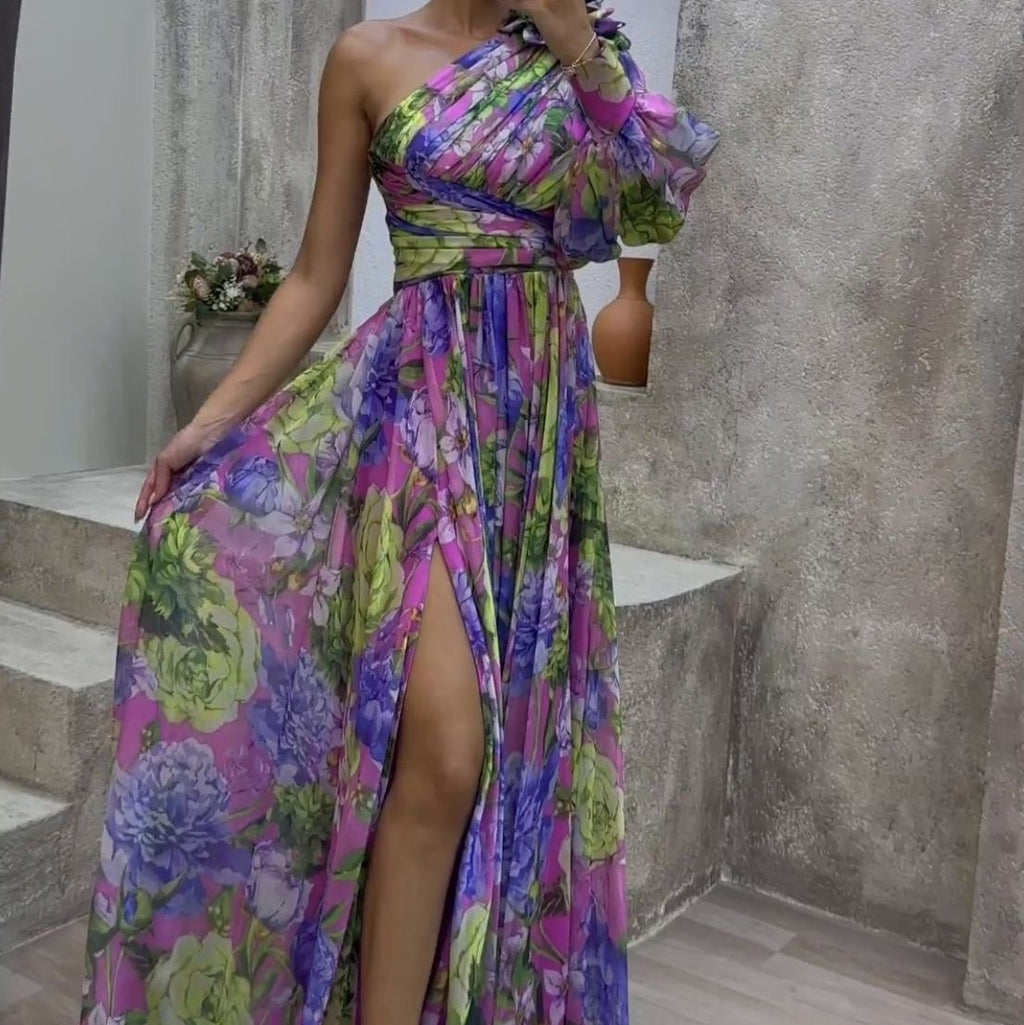 Women's Summer One-Shoulder Long Sleeve Dress
