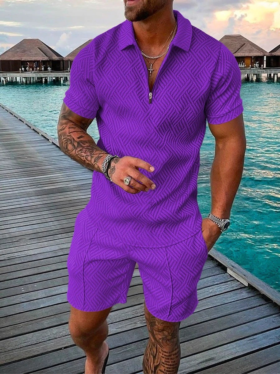 U.A. T-shirt and Casual Polo Shorts Set (One Set)