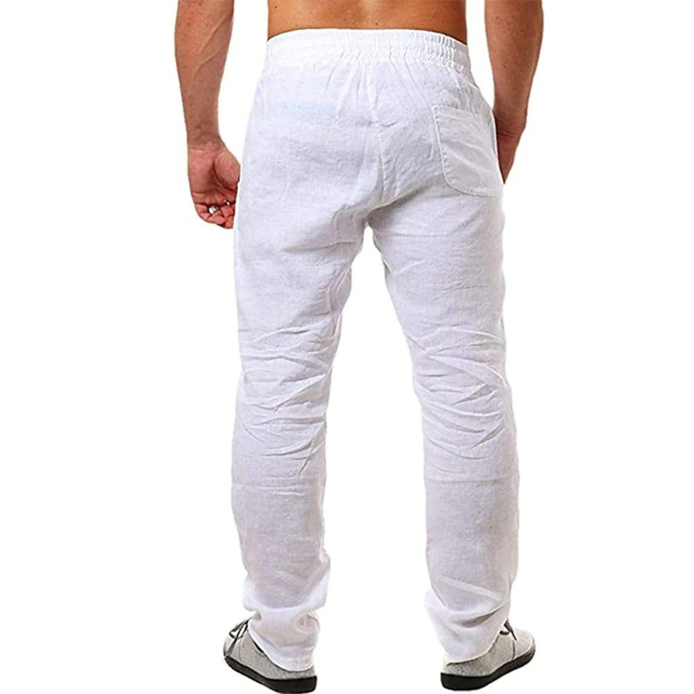 Men's Breathable Cotton Linen Casual Sports Pants