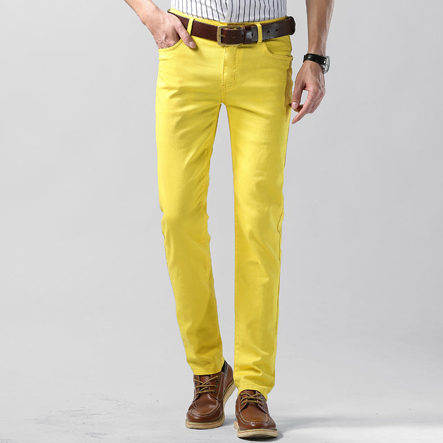 Colorful Slim Fit Elastic Suit Pants for Men