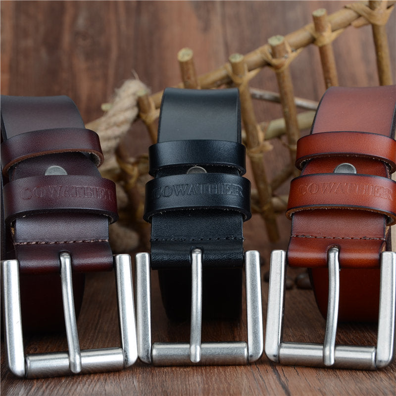 COWATHER Luxury Leather Belt for Men 100-130cm