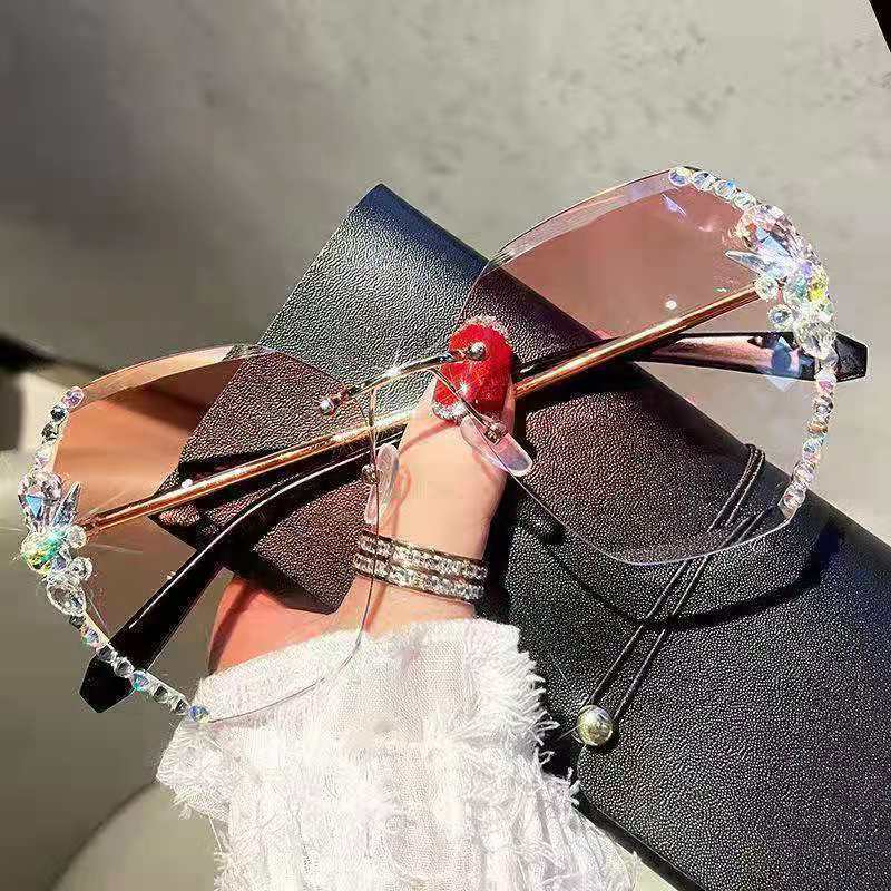 Vintage Rimless Rhinestone Sunglasses for Men & Women
