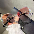 Vintage Rimless Rhinestone Sunglasses for Men & Women