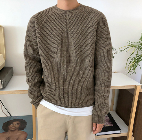Men's Solid Color Sweater Jacket