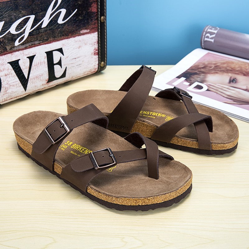 Summer Flat Sandals for Men and Women - Cork Slide Ons