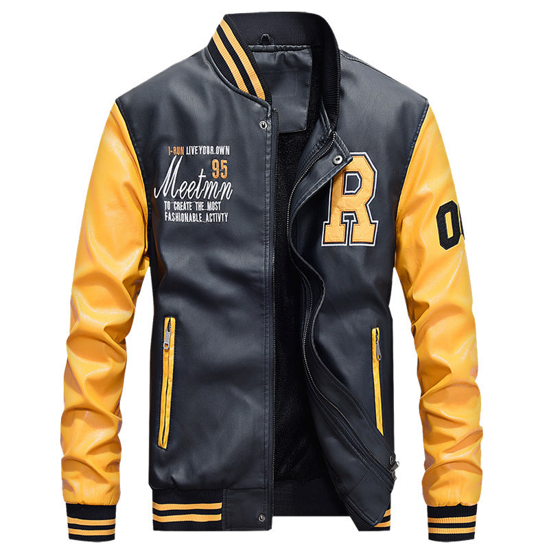 Men's PU Leather Jacket - Casual Spring/Fall Outerwear