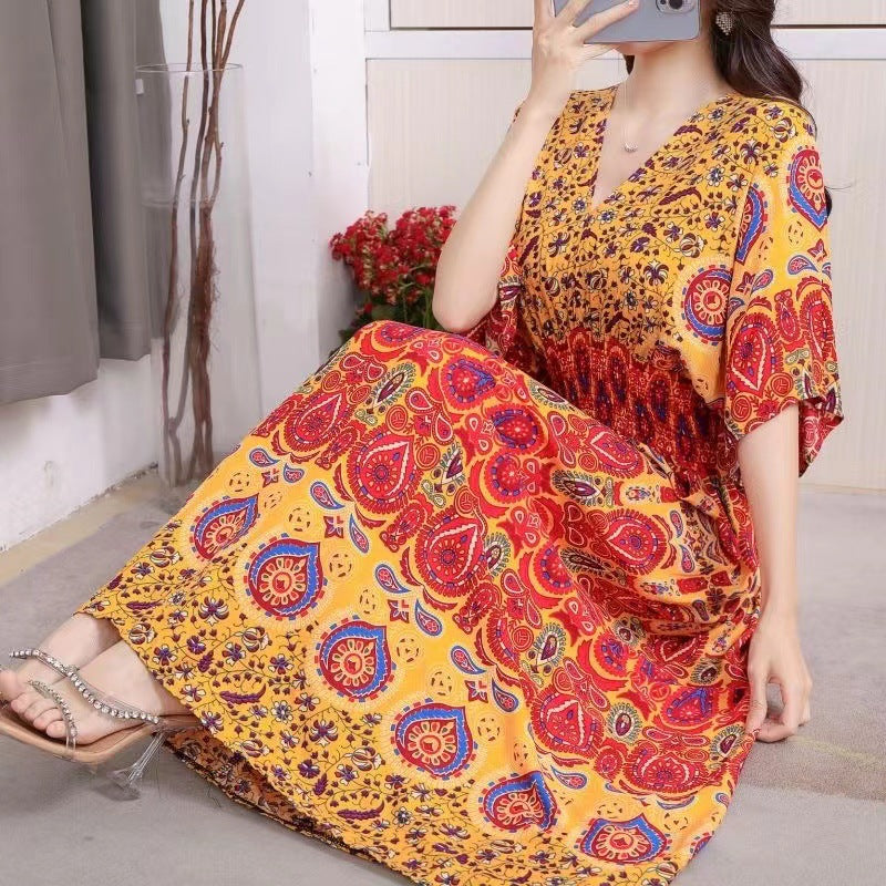 Southeast Asia Travel Floral Cotton Dress for Summer