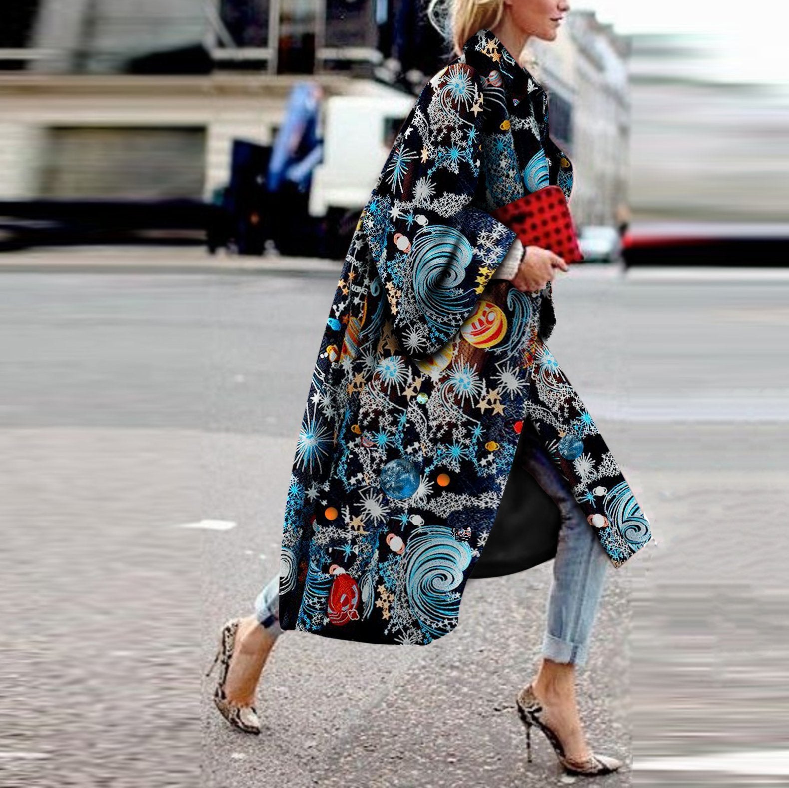 Women's Printed Loose Fit Windbreaker Jacket