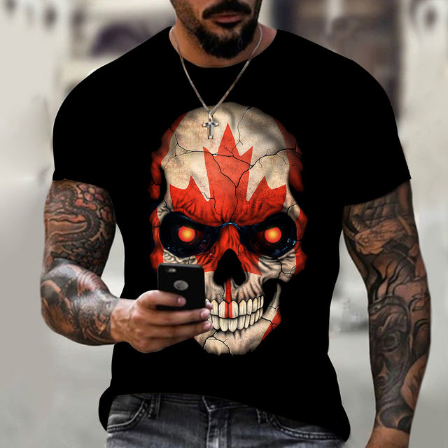 3D Skull Hip Hop O-Neck T-Shirt for Men