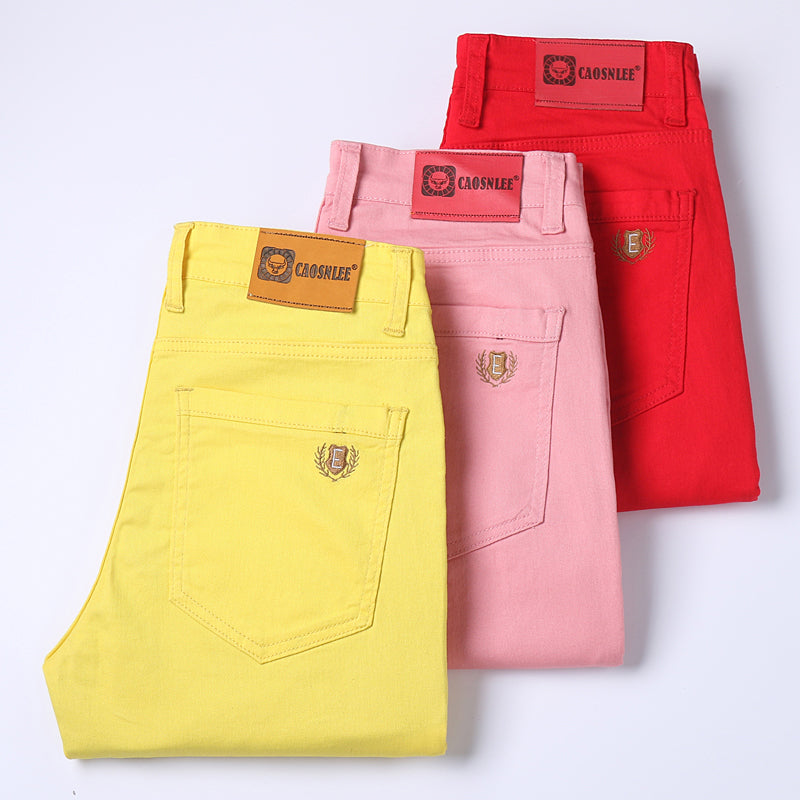 Colorful Slim Fit Elastic Suit Pants for Men