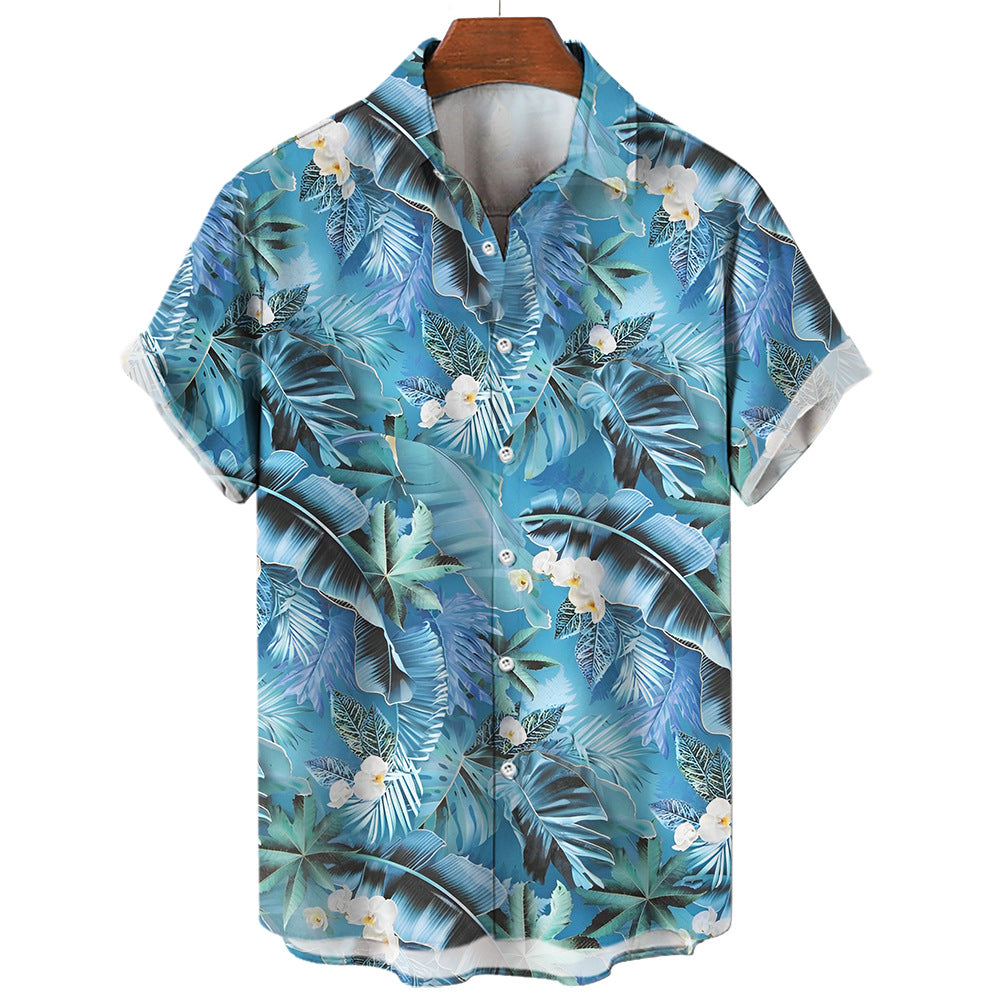 Hawaiian Men's Summer Shirt with 3D Sunflower Print