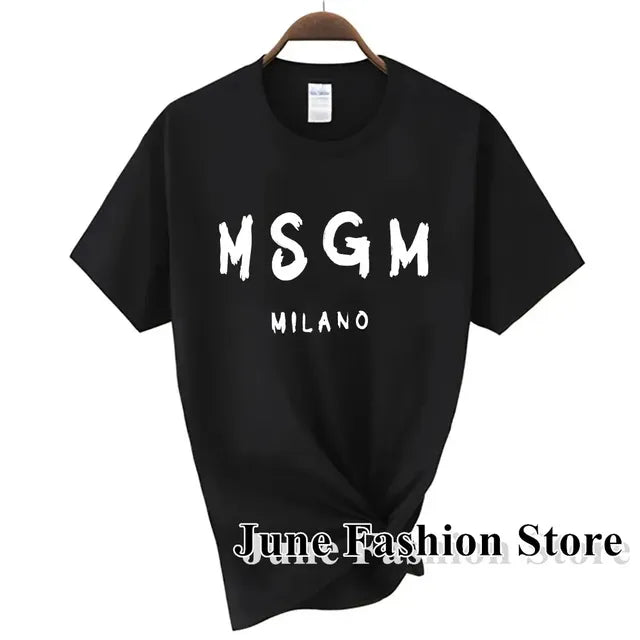 2024 Summer Fashion Letter Print Cotton T-Shirt for Women