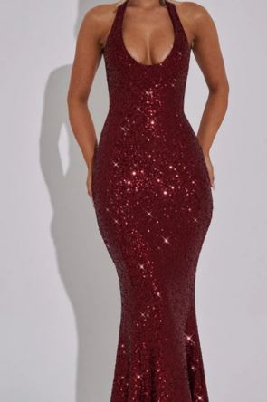 Evarisluxe Halter Pullover Satin Mini Dress